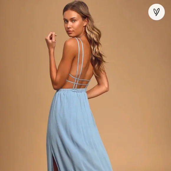 Lost in Paradise Slate Blue Maxi Dress - Picture 4 of 8